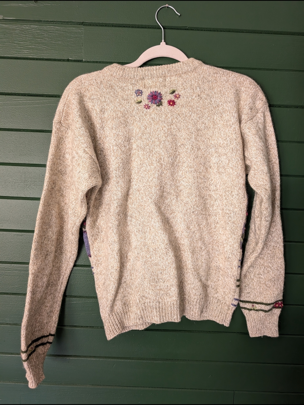 Cream Floral Knit Cardigan Sweater - Picture 4 of 5